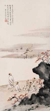 王智 山水人物 立轴